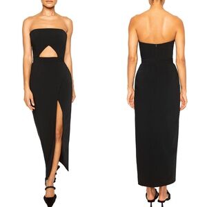 NEW ISRAELLA KOBLA Black IMAN Strapless CUTOUT Boning COCKTAIL Midi DRESS 10